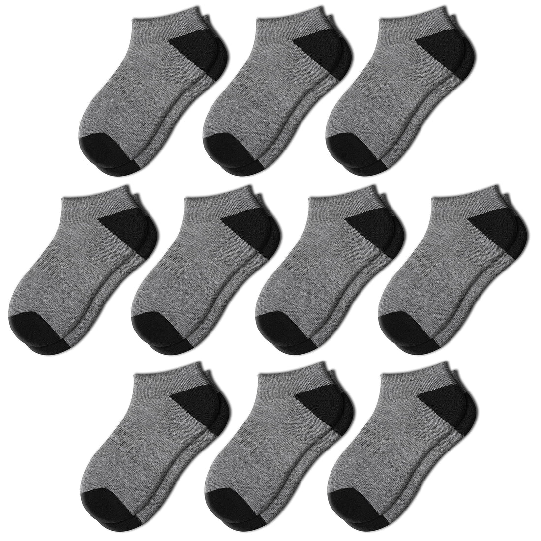 Comfoex 10 Pairs Boys Socks 4-6 6-8 8-10 Years Old Low Cut Ankle Athletic Socks For Kids Short Half Cushioned Socks