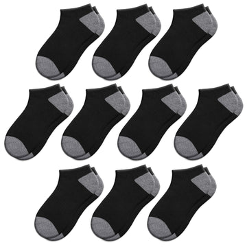 Comfoex 10 Pairs Boys Socks 4-6 6-8 8-10 Years Old Low Cut Ankle Athletic Socks For Kids Short Half Cushioned Socks