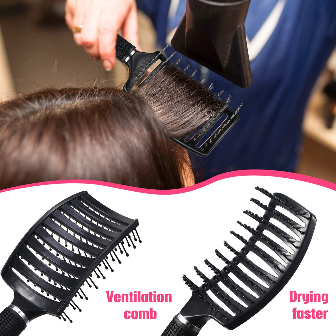 Patelai 4 Pcs Hair Brush, Curved Vented Detangling Brushes for Women Men, Wet Dry Styling Brushes for Curly Long Thick Thin Tangled Hair, Blow Drying Brush, Massage Barber Hairdressing, 4 Color