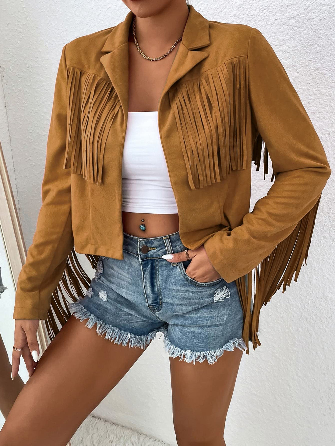 Jackets for Women Fringe Trim Open Front Jacket Jackets for Women