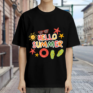 200g men's heat transfer T-shirt double-sided customization