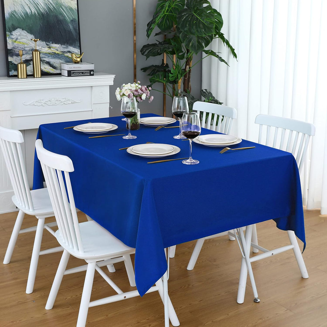 Gee Di Moda Fitted Tablecloth - 72 x 30 Inch Royal Blue Fitted Table Cloth for 6 Foot Rectangle Table - Heavy Duty Washable Fabric - for 6 Ft Buffet Table Holiday Party Dinner Wedding & Trade Show