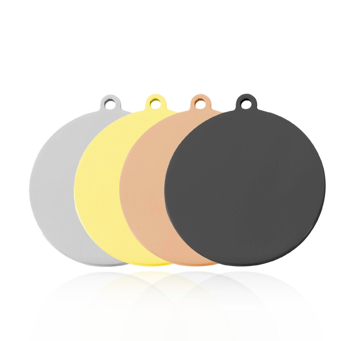 Personalized customized round pet tags, stainless steel tags, with the option to customize text and patterns