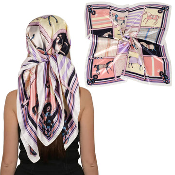 EXTREE Women's 35 inch Fashion Headscarf Silk Satin Scarf for Hair Wrapping at Night Bandana Square Scarf for Sleeping