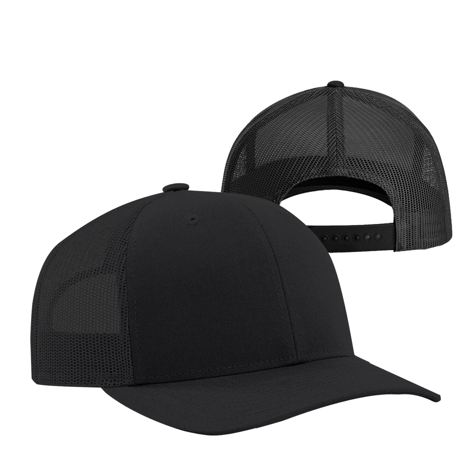 Men Women Plain Cotton Trucker Cap with Breathable Mesh Back, Snapback Baseball Hats