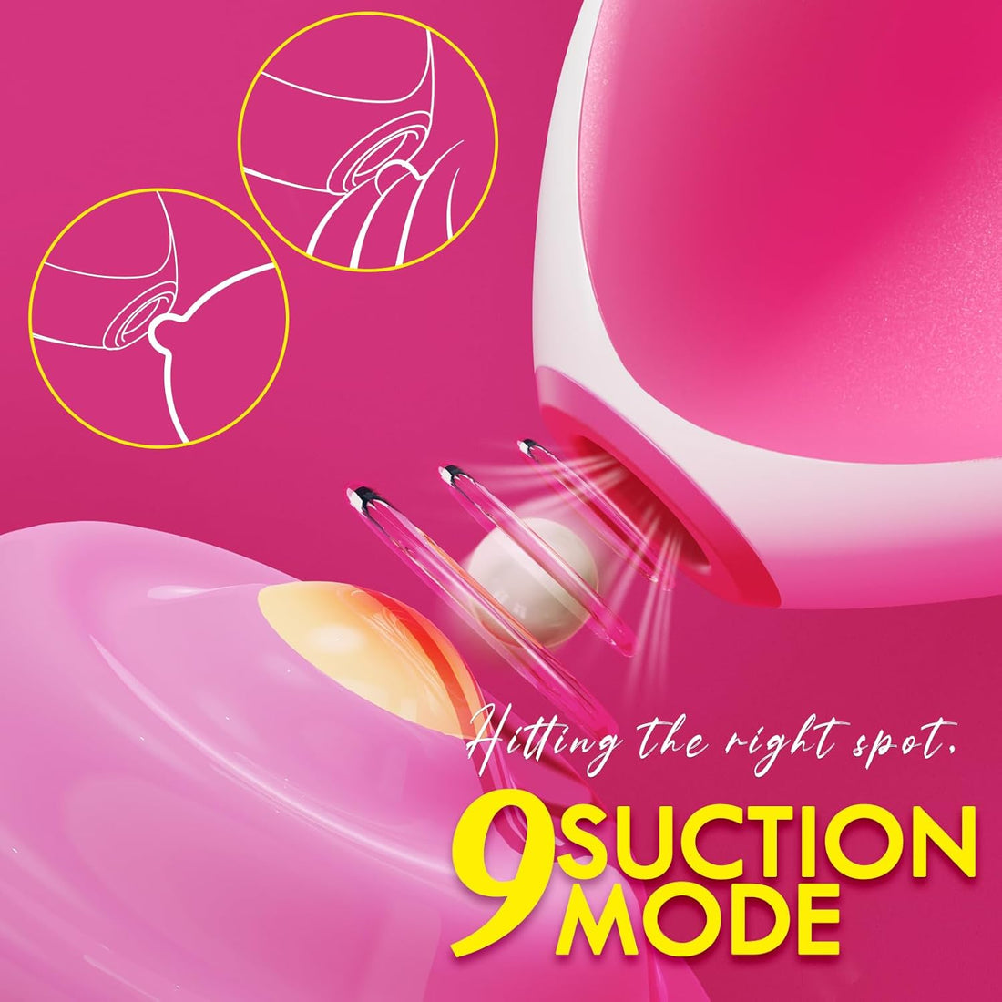 Sex Toy for Women -Heart-Shaped Sucking Vibrator Clitoral Nipple Stimulator with 9 Modes, G spot Dildo Vibrator with Double Washable Nozzles, Personal Massager for Women Female Couples Adult